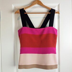Narciso Rodriguez Italy Pink Red Stripe Wide Strap Top